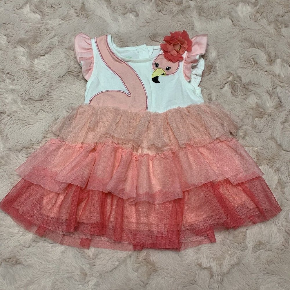 Nannette Baby Fancy Flamingo Dress Top Size 24 Months Infant Girls Pink Tiered